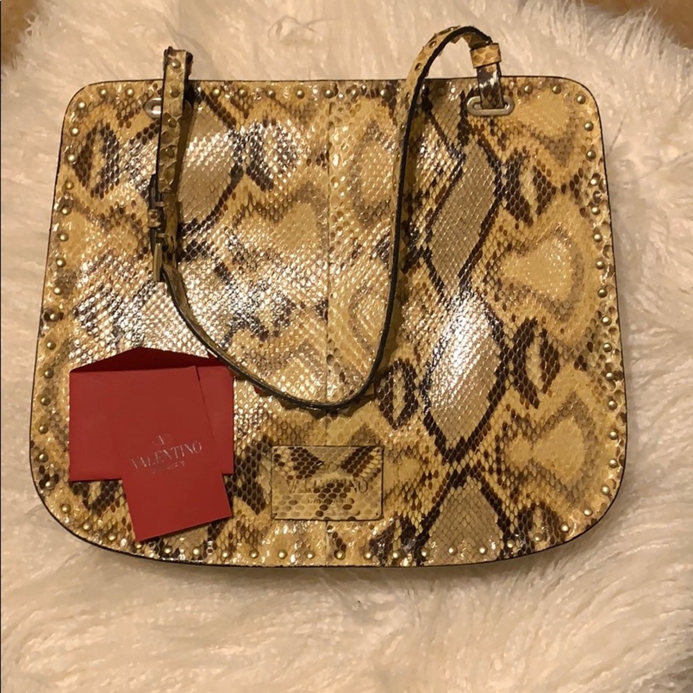 Valentino Garavani Real snakeskin rockstud purse